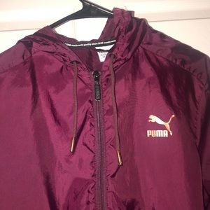 burgundy puma windbreaker